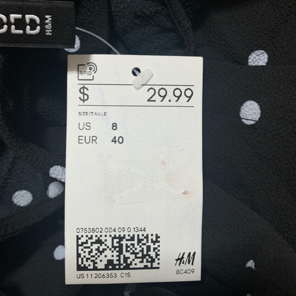 H&M Black Polka Dot Print V-Neck Dress - Picture 3 of 3